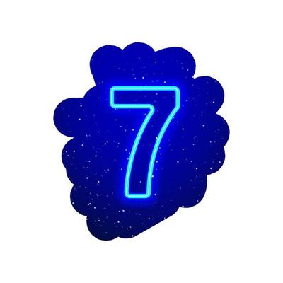 led blue glow neon number type realistic neon explosion number 7 night show among the stars illustration of big numeral type 3d render isolated on white background vector